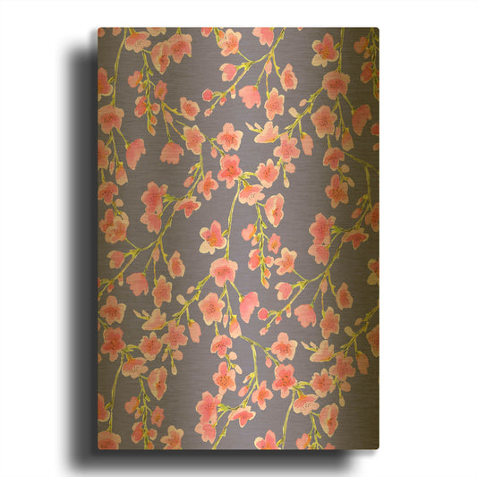 'Cherry Blossom Blue' By Jacqueline Maldonado Gold Metal Wall Art