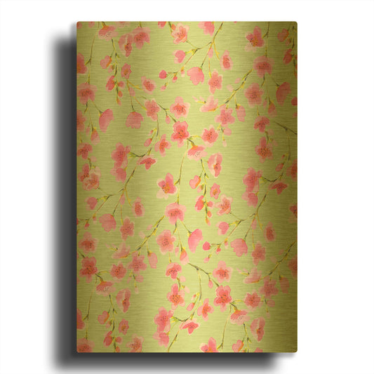 'Cherry Blossom Green' By Jacqueline Maldonado Gold Metal Wall Art