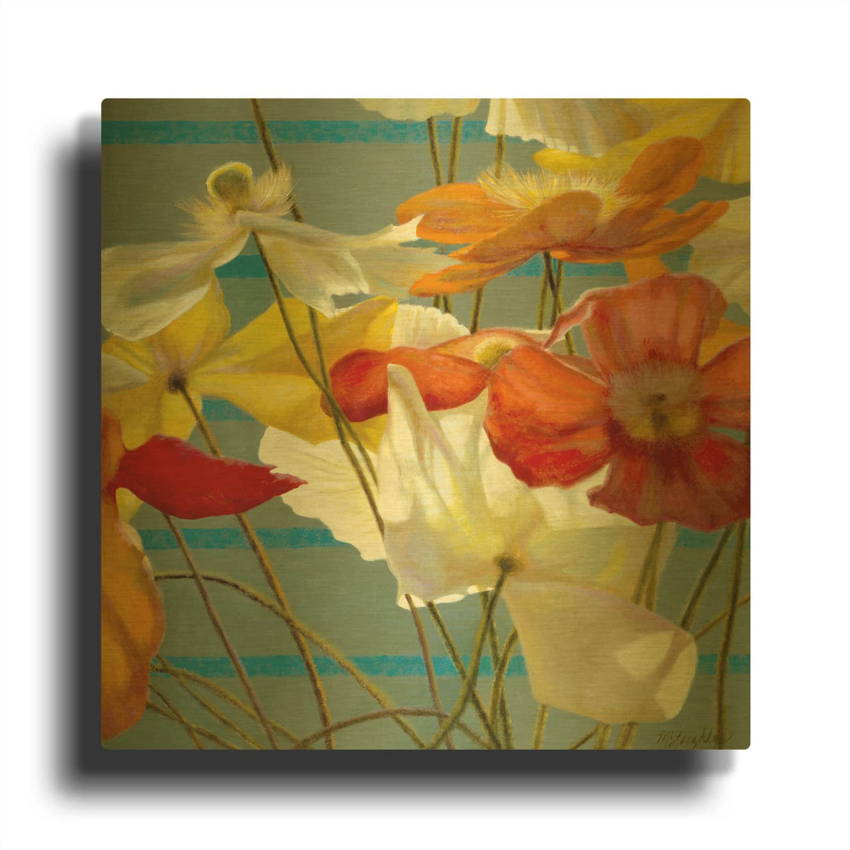 'Stripes And Solids' By Jan McLaughlin Gold Metal Wall Art