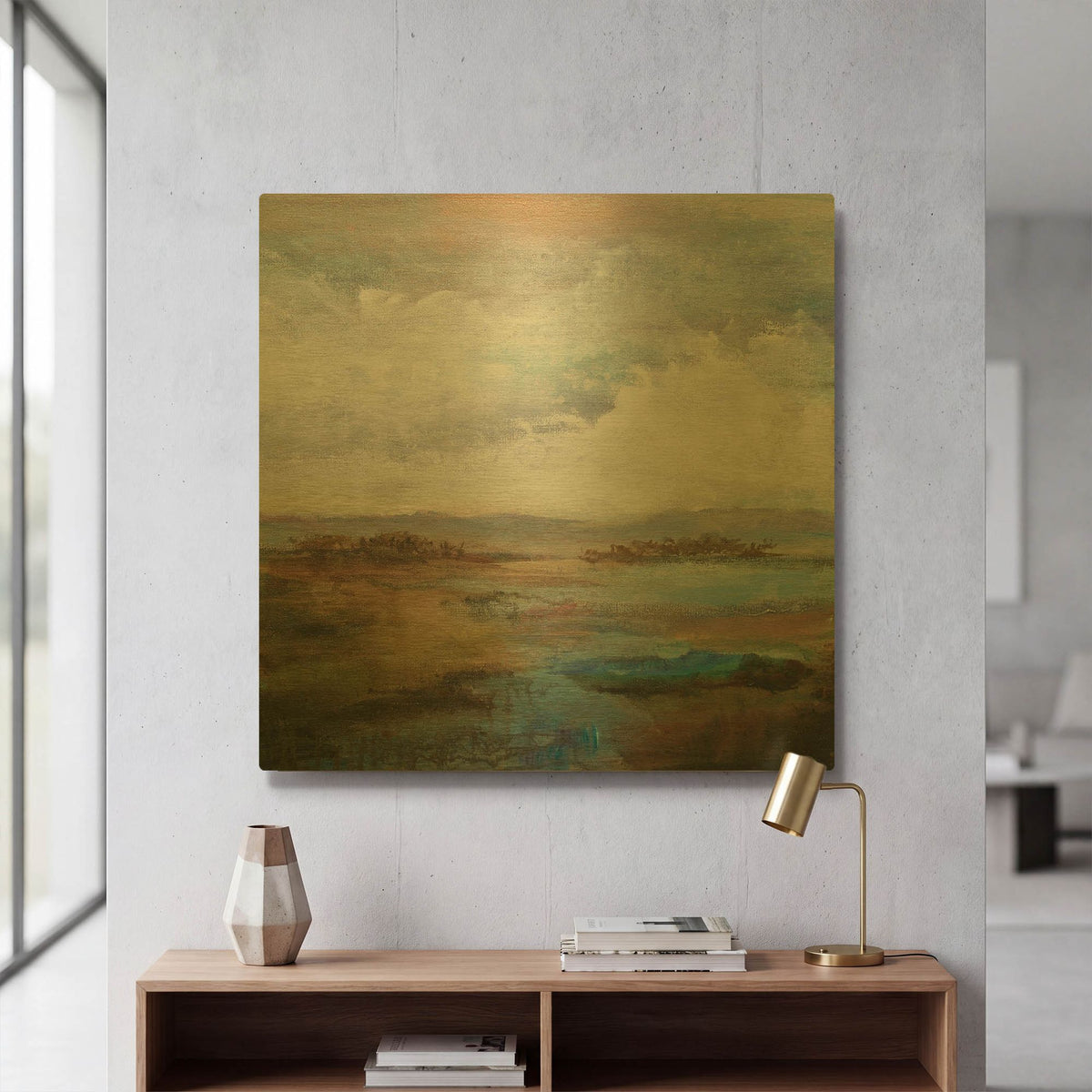 'Along The Stream' By Karen Hale Gold Metal Wall Art