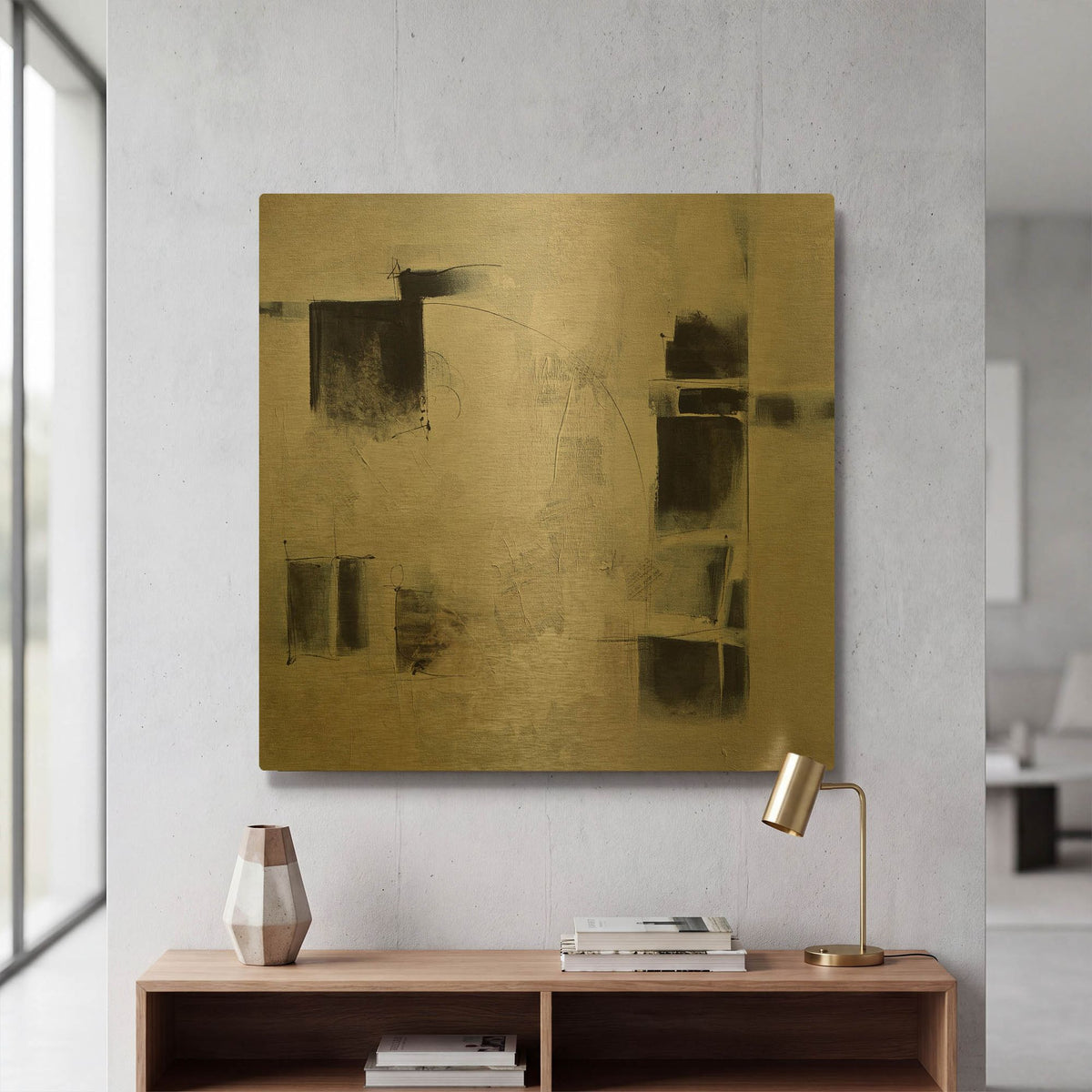 'Black And White And In Between' By Karen Hale Gold Metal Wall Art