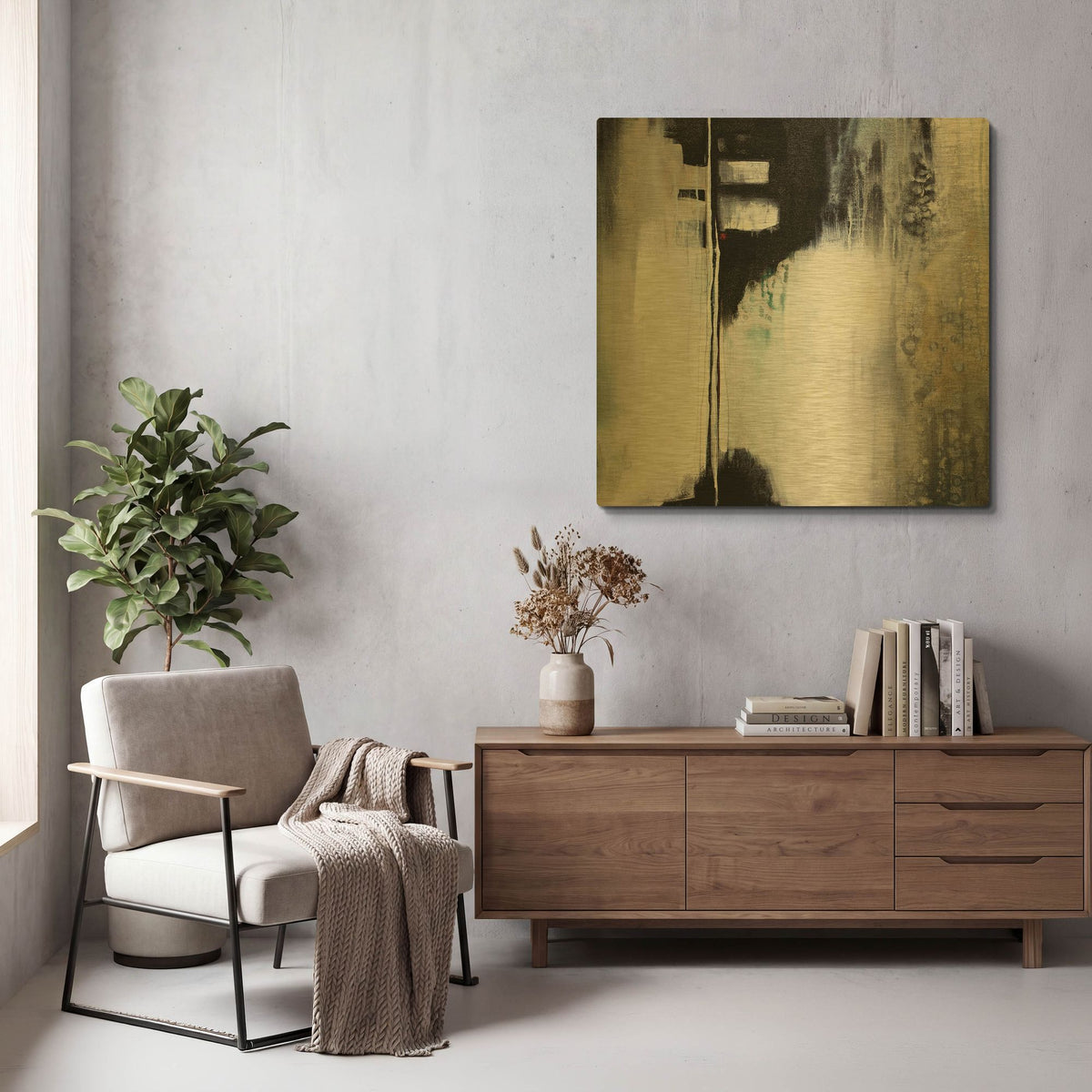 'Black And White Drama' By Karen Hale Gold Metal Wall Art