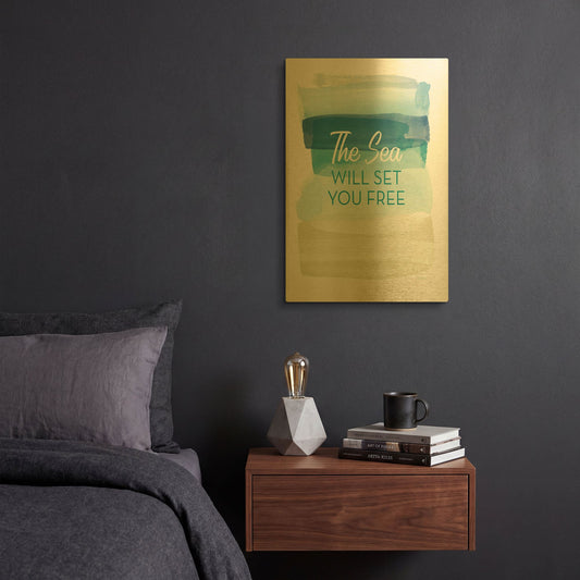 'LW3759' By Linda Woods Gold Metal Wall Art