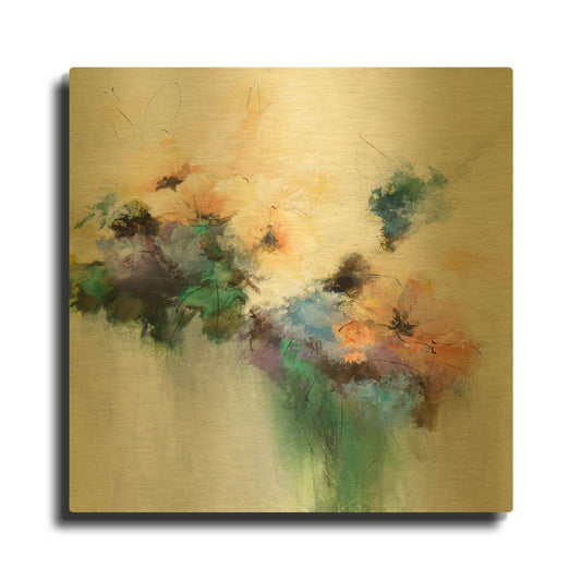 'Flower Patterns' By Karen Hale Gold Metal Wall Art