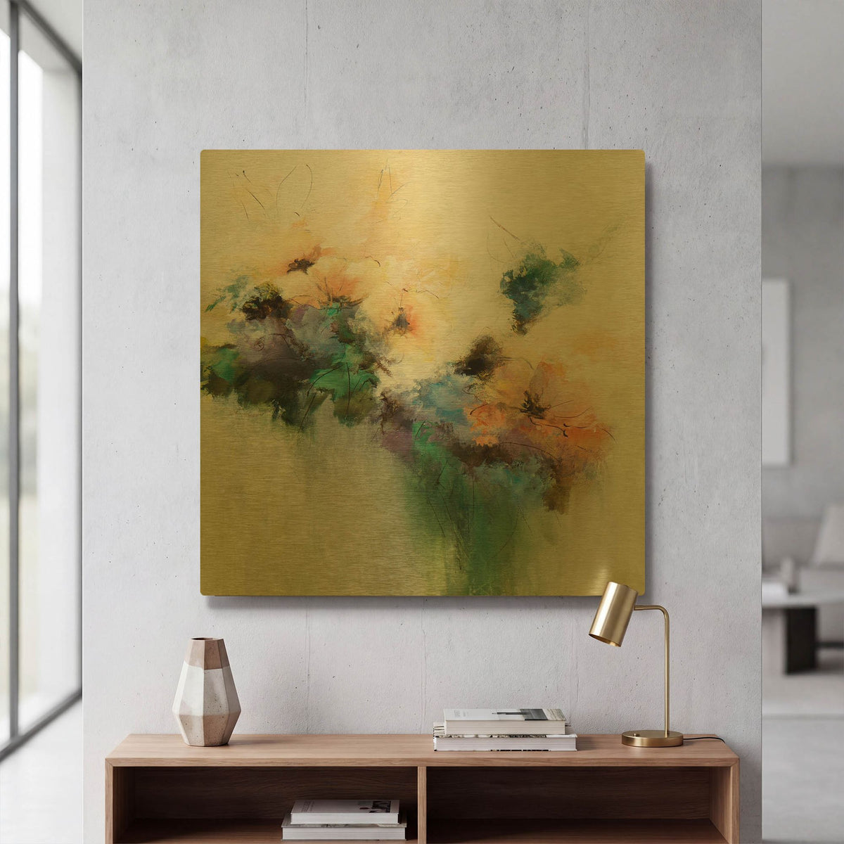 'Flower Patterns' By Karen Hale Gold Metal Wall Art