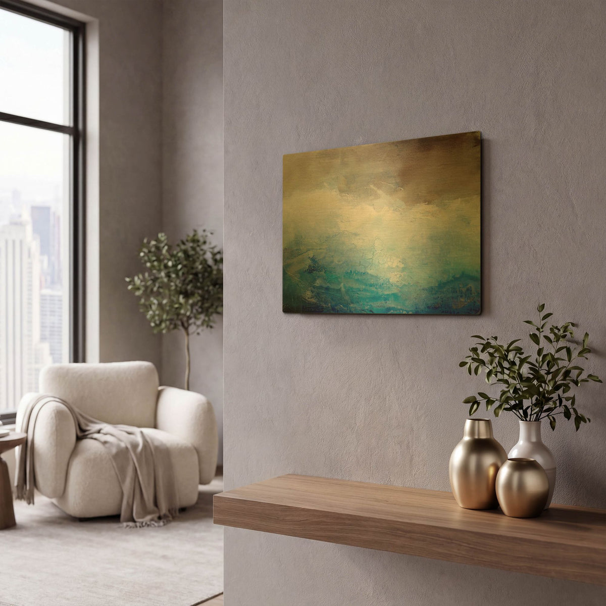 'Ombre Blue' By Karen Hale Gold Metal Wall Art
