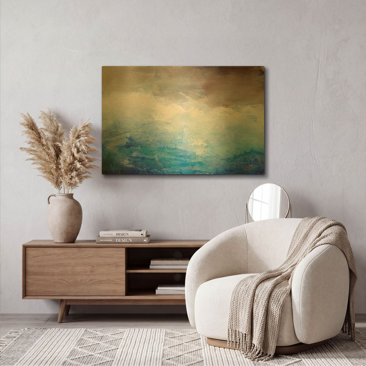 'Ombre Blue' By Karen Hale Gold Metal Wall Art