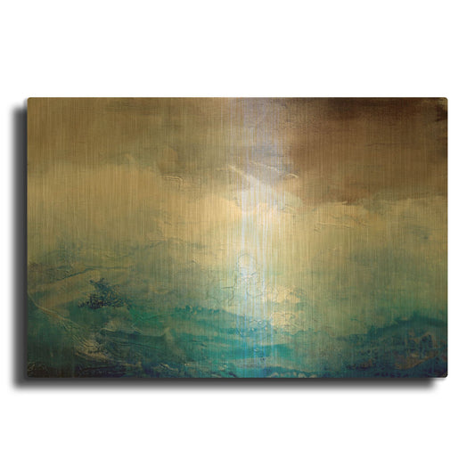 'Ombre Blue' By Karen Hale Gold Metal Wall Art