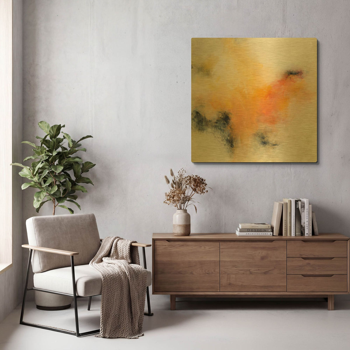 'Yellow On Yellow' By Karen Hale Gold Metal Wall Art