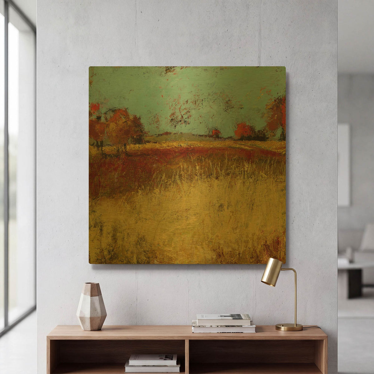 'Country Side No 2' By Linda Nickell Gold Metal Wall Art