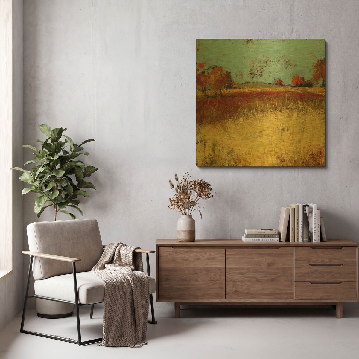 'Country Side No 2' By Linda Nickell Gold Metal Wall Art
