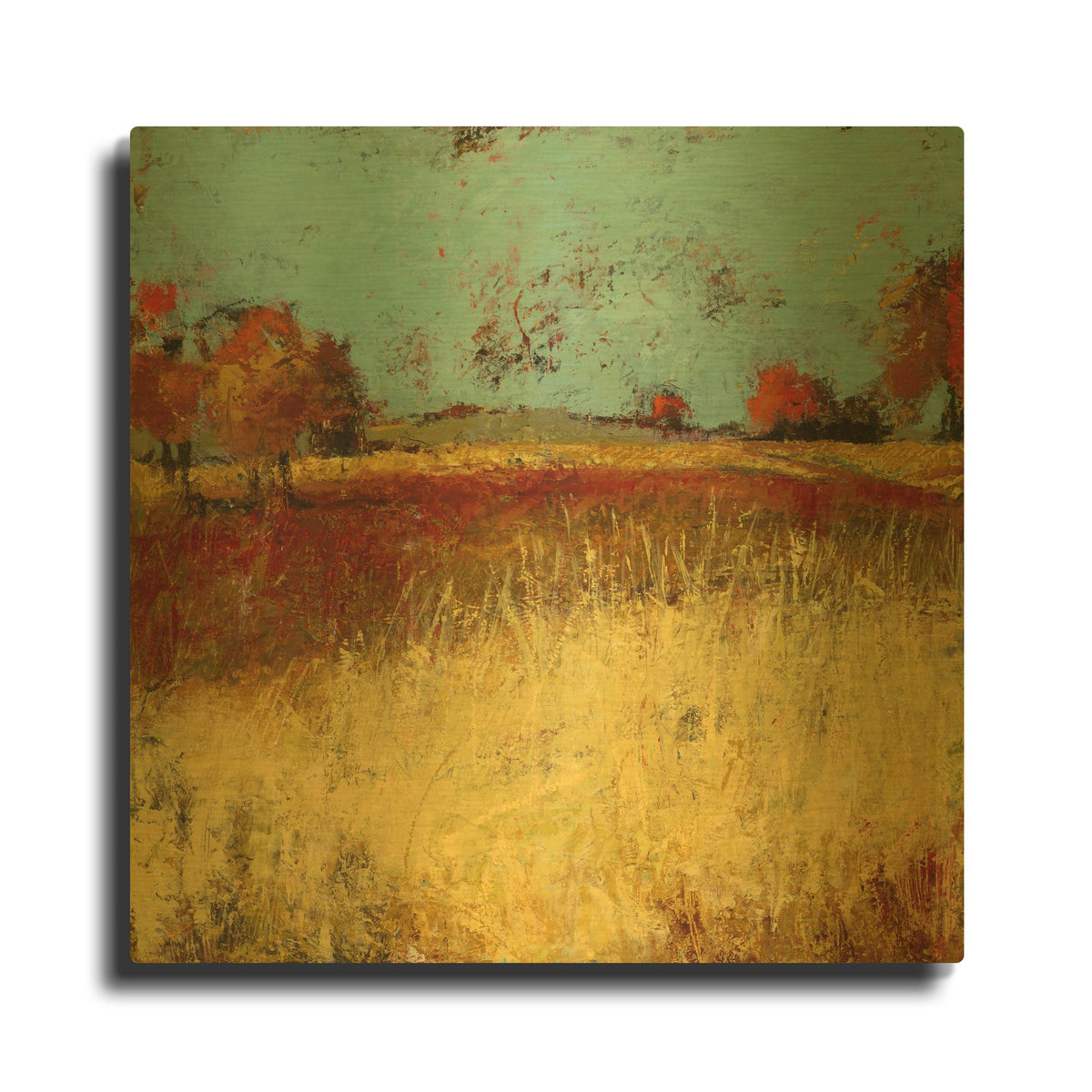 'Country Side No 2' By Linda Nickell Gold Metal Wall Art