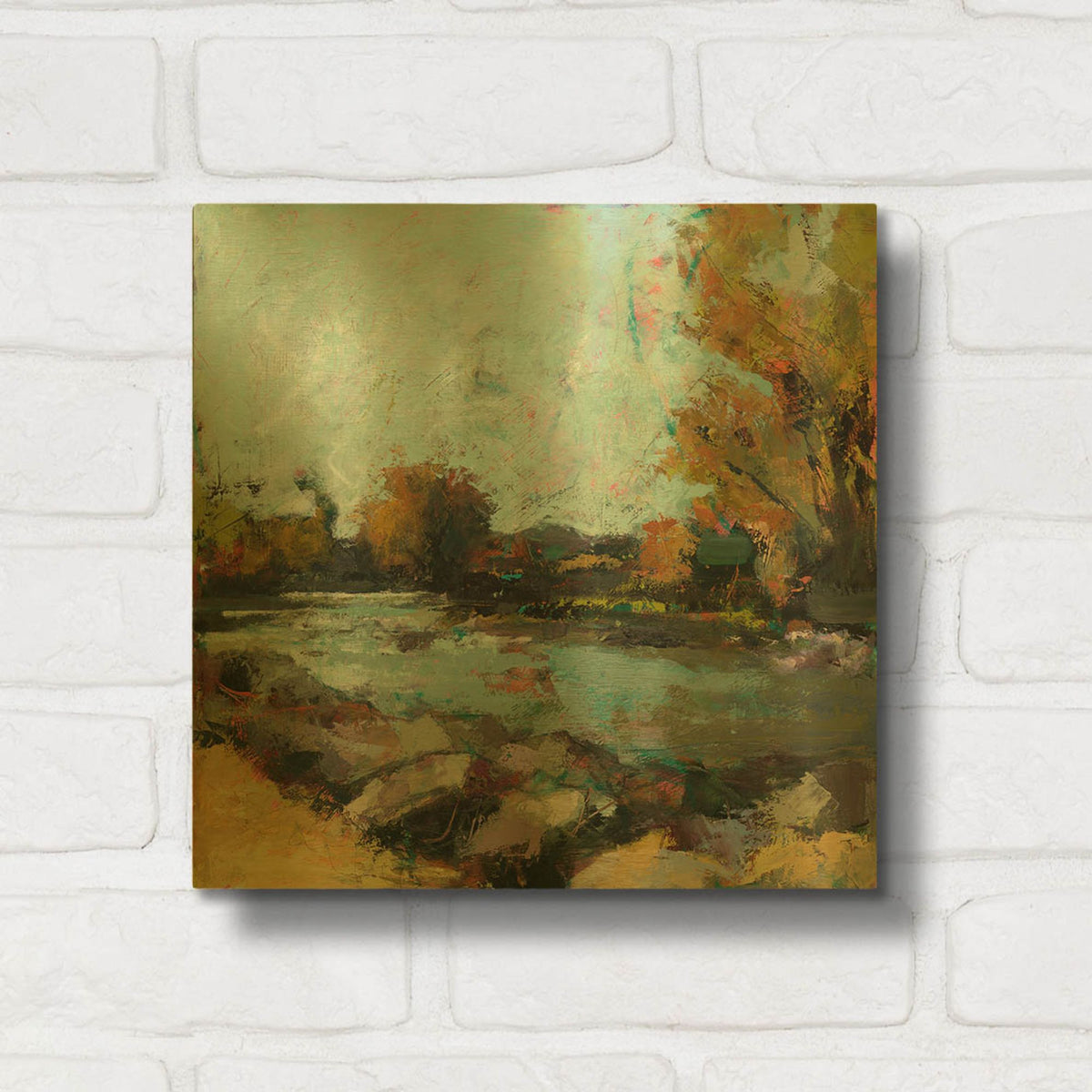 'Out By The Lake' By Linda Nickell Gold Metal Wall Art