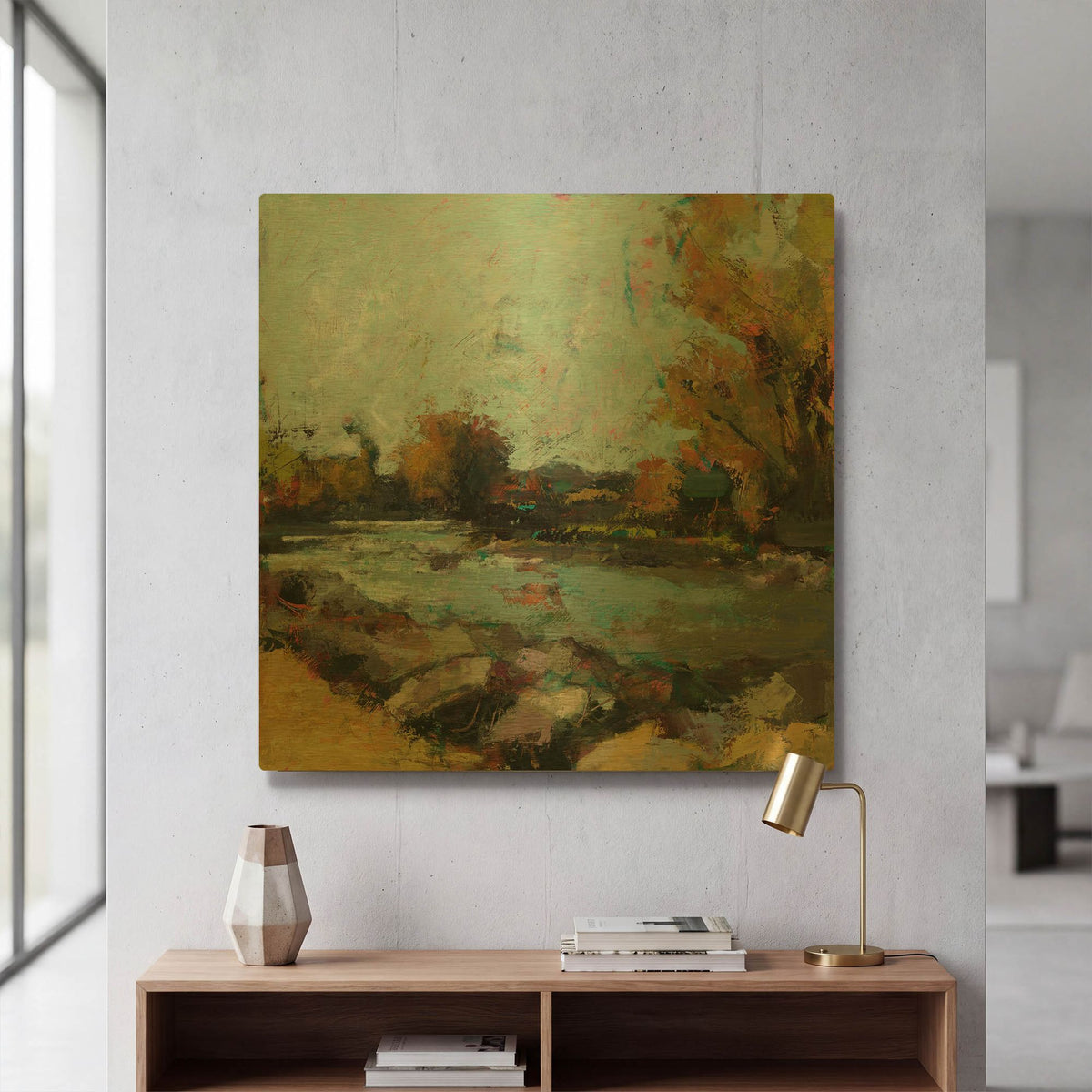 'Out By The Lake' By Linda Nickell Gold Metal Wall Art