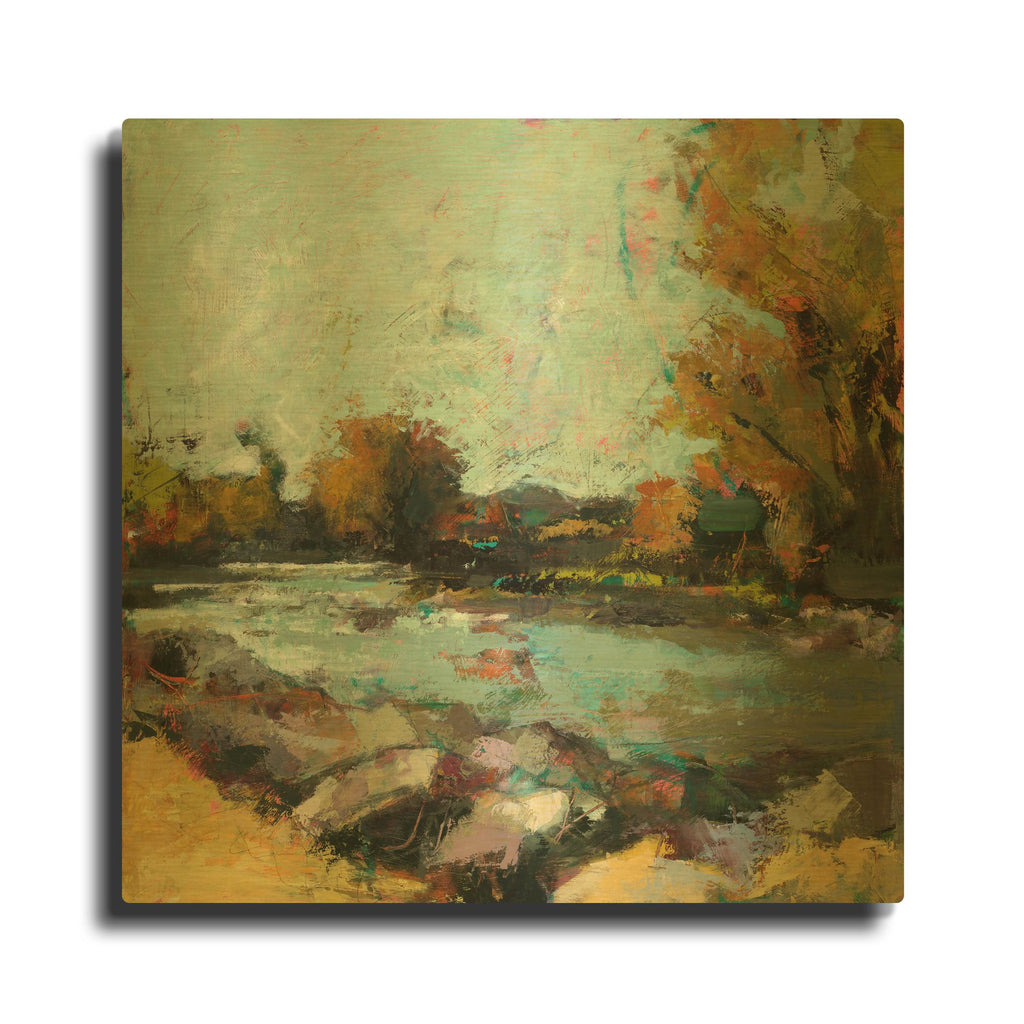 'Out By The Lake' By Linda Nickell Gold Metal Wall Art