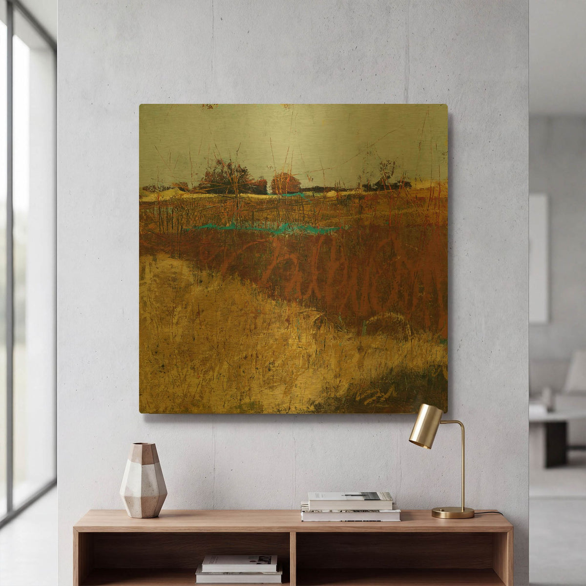 'The Fields' By Linda Nickell Gold Metal Wall Art