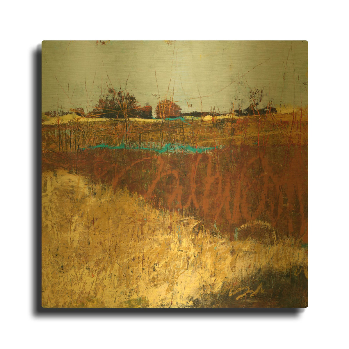 'The Fields' By Linda Nickell Gold Metal Wall Art
