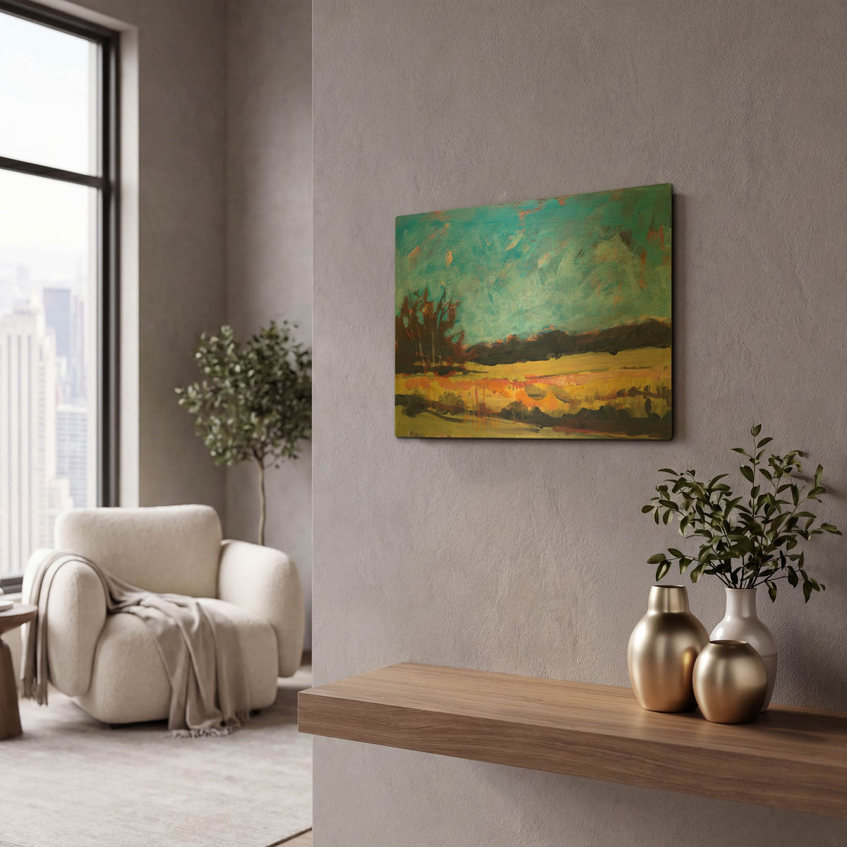 'On The Road' By Linda Nickell Gold Metal Wall Art