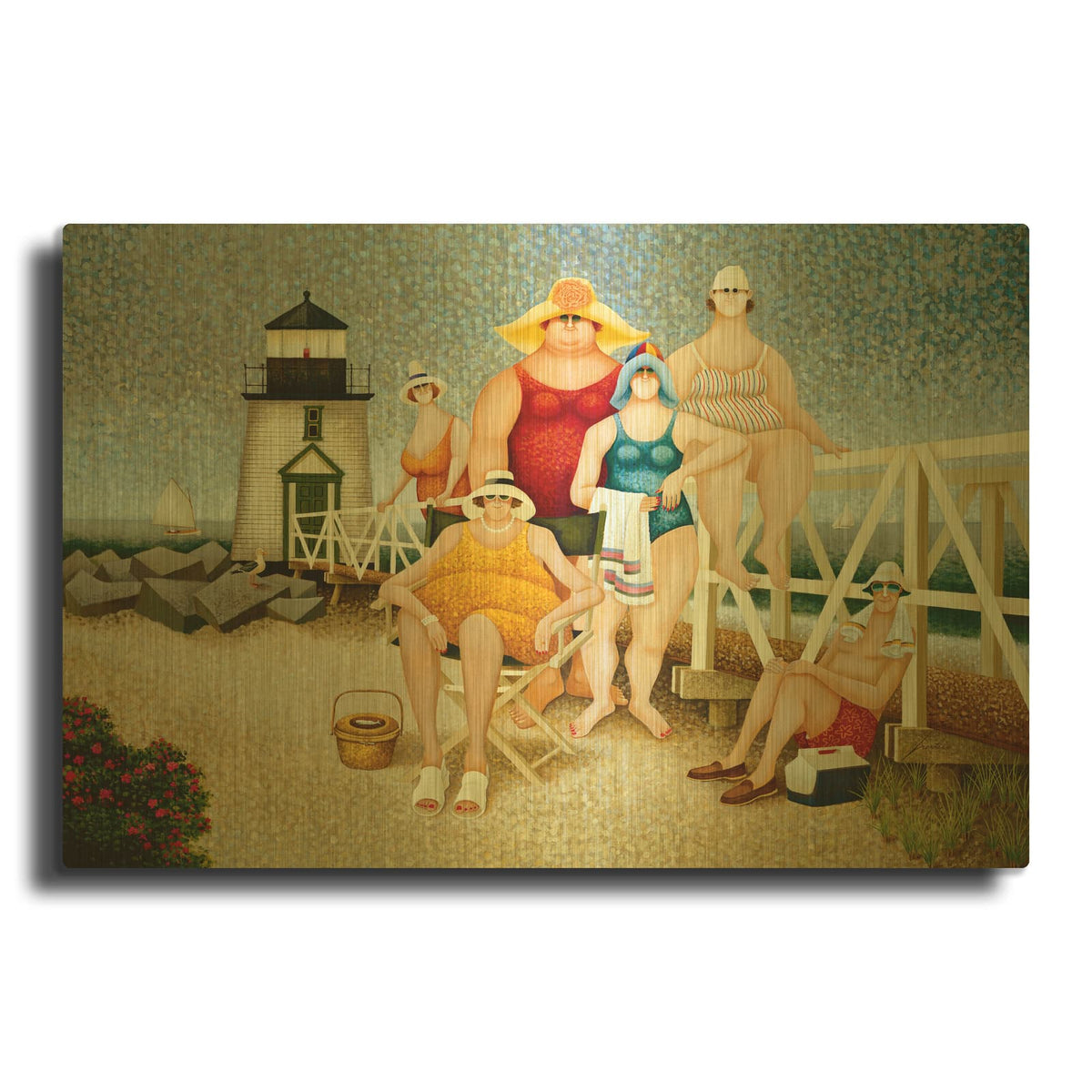 'Beach Vacation' By Lowell Herrero Gold Metal Wall Art