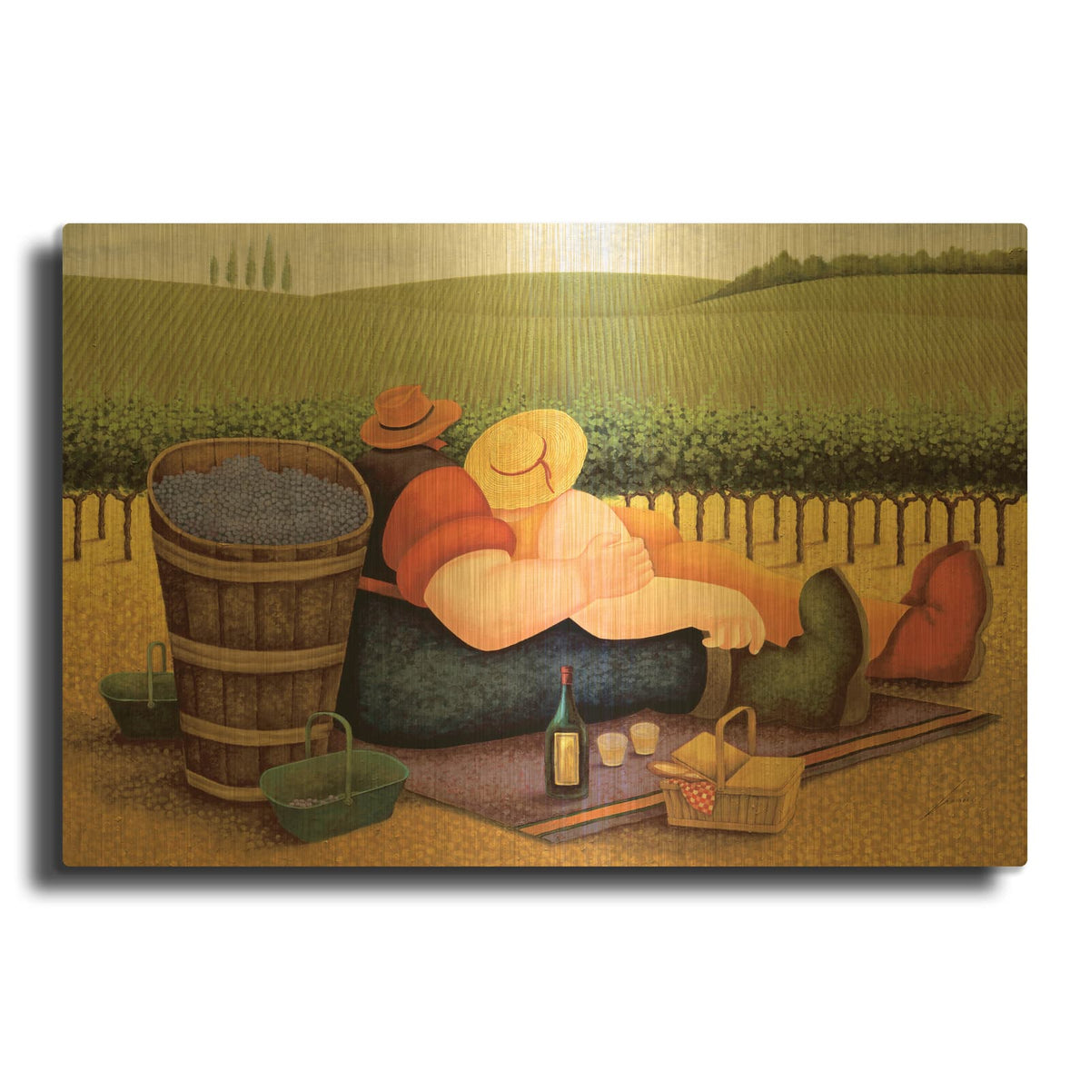 'Summer Picnic' By Lowell Herrero Gold Metal Wall Art