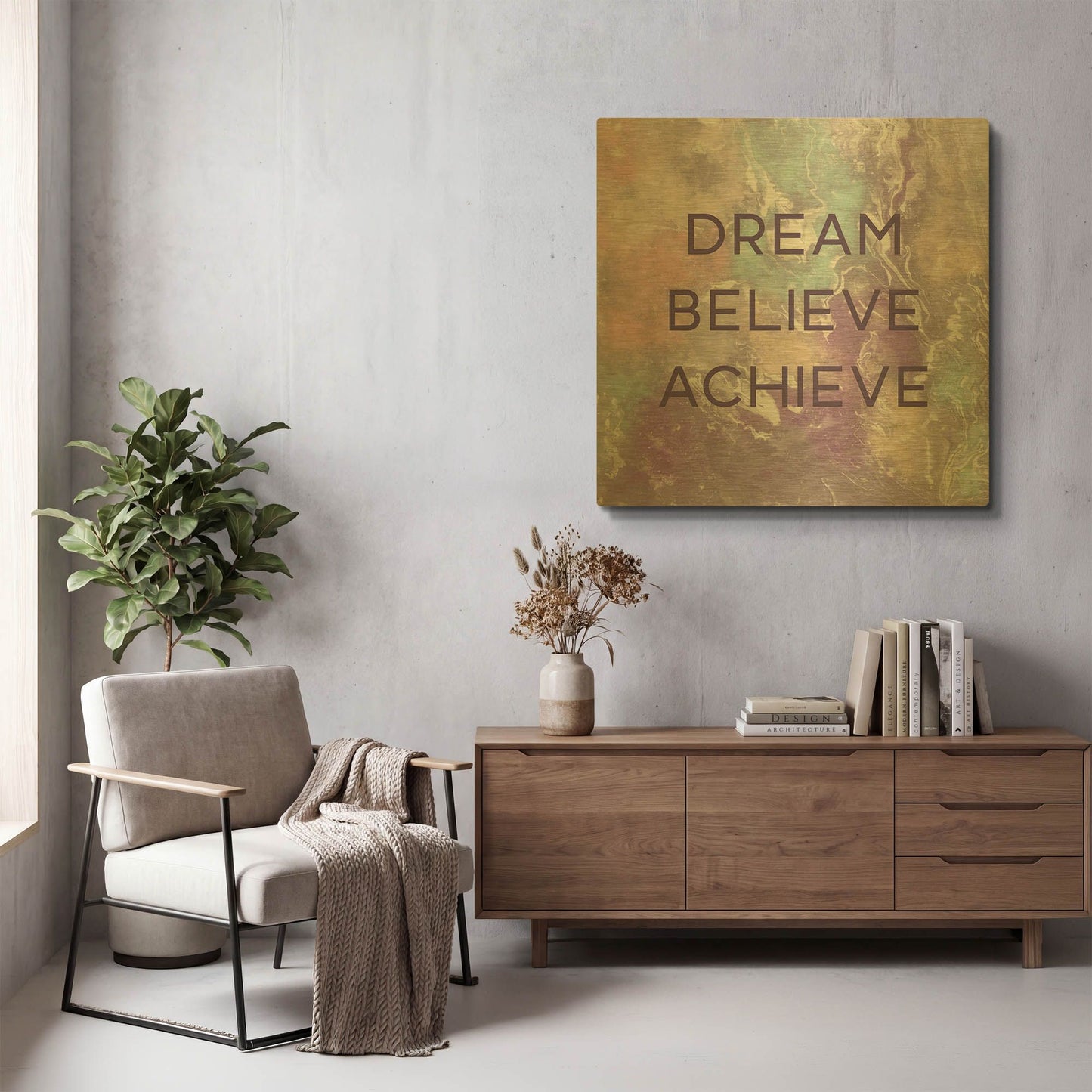 'LW3827' By Linda Woods Gold Metal Wall Art