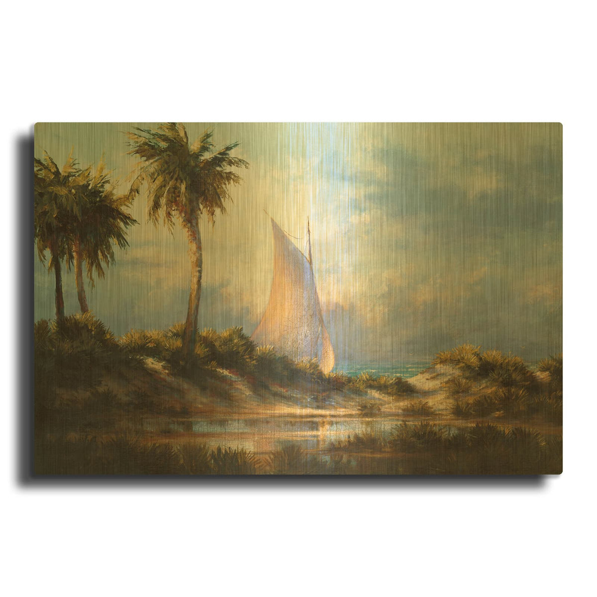 'Manasota Key Returning' By Malarz Gold Metal Wall Art
