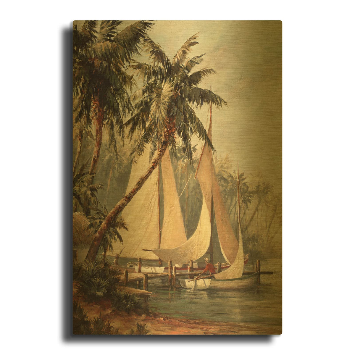 'Rum Cay' By Malarz Gold Metal Wall Art