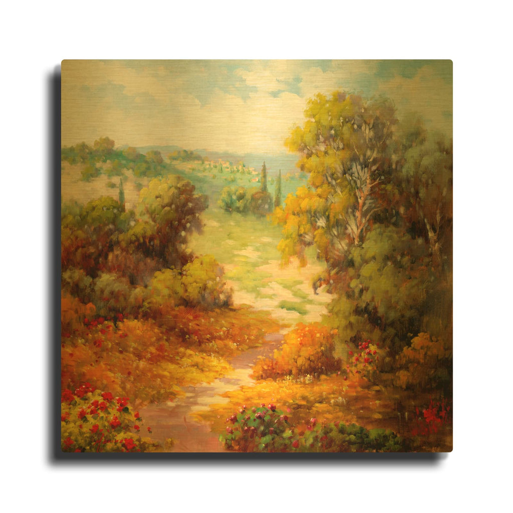 'Autumn Path' By Marino Gold Metal Wall Art