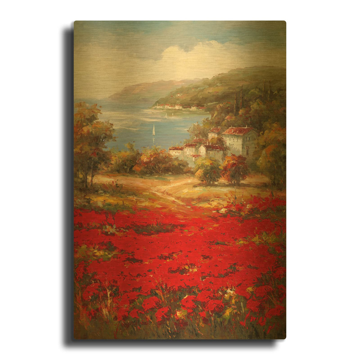 'Poppy Harbor' By Marino Gold Metal Wall Art