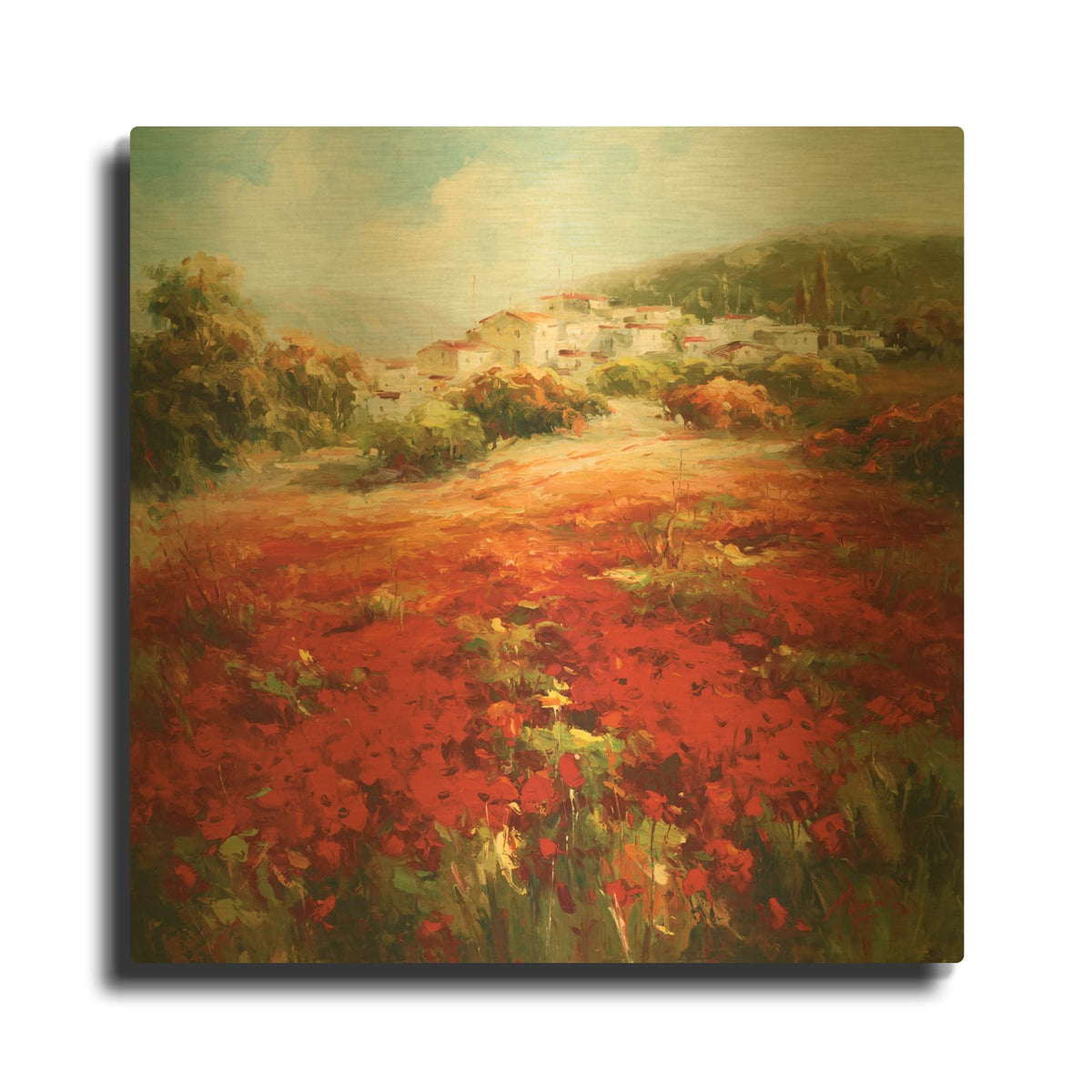 'Poppyhill Village' By Marino Gold Metal Wall Art