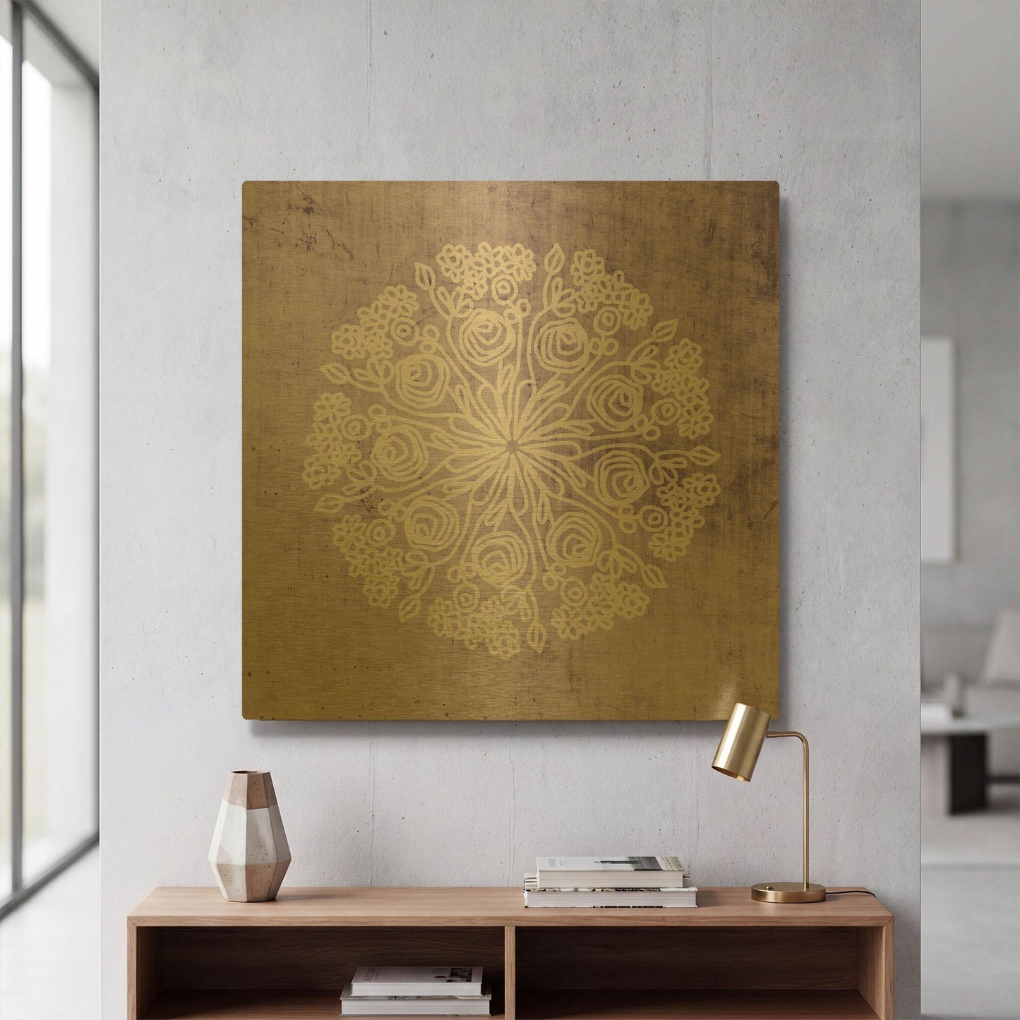 'LW3831' By Linda Woods Gold Metal Wall Art