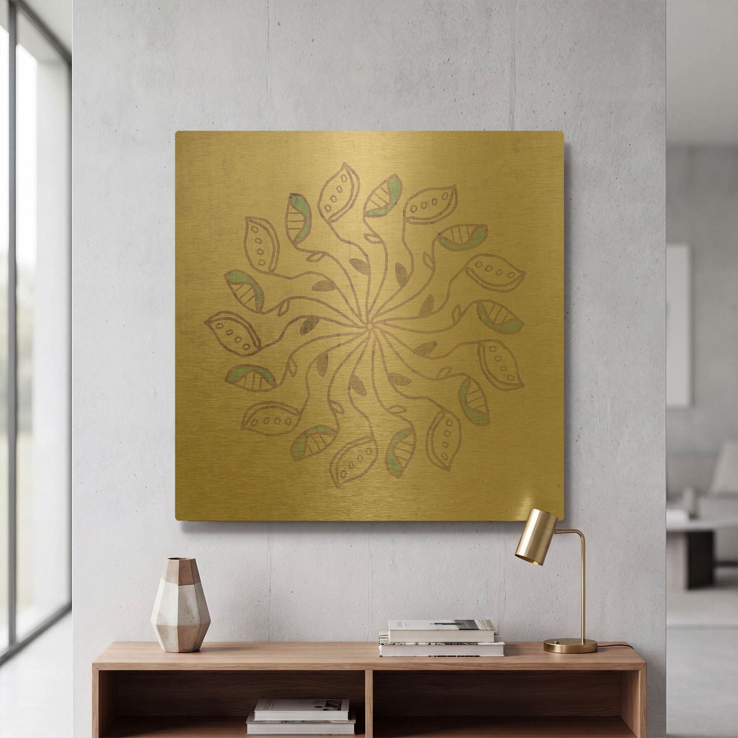 'LW3833' By Linda Woods Gold Metal Wall Art