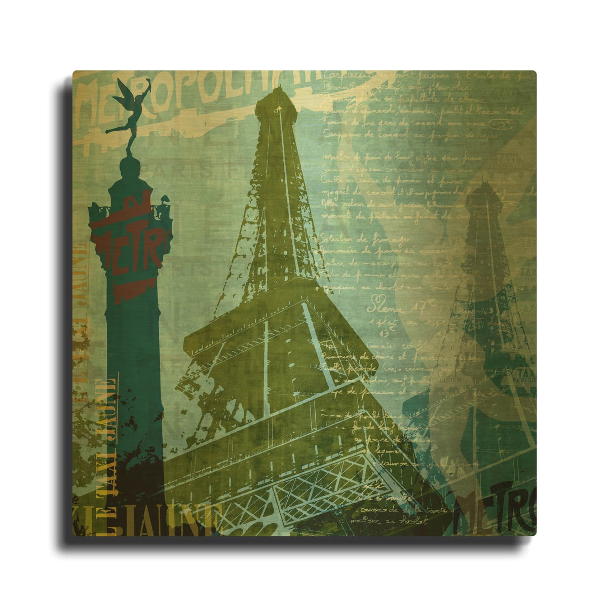 'Paris French Blue' By Maura Allen Gold Metal Wall Art