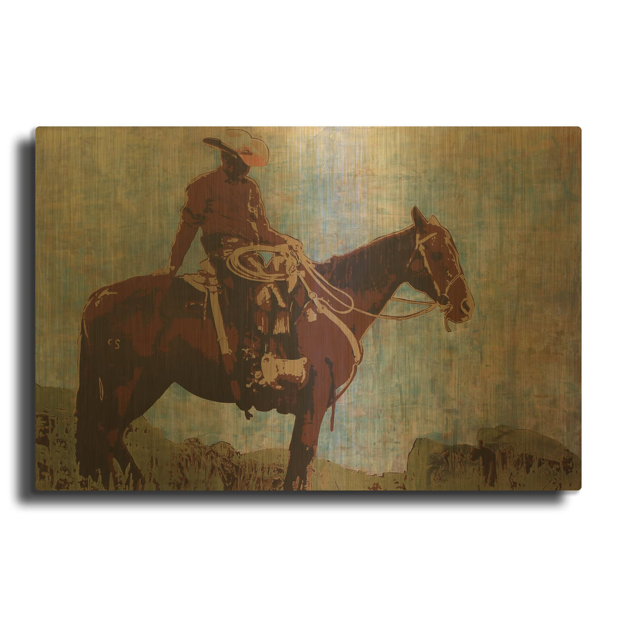 'Western Moment' By Maura Allen Gold Metal Wall Art