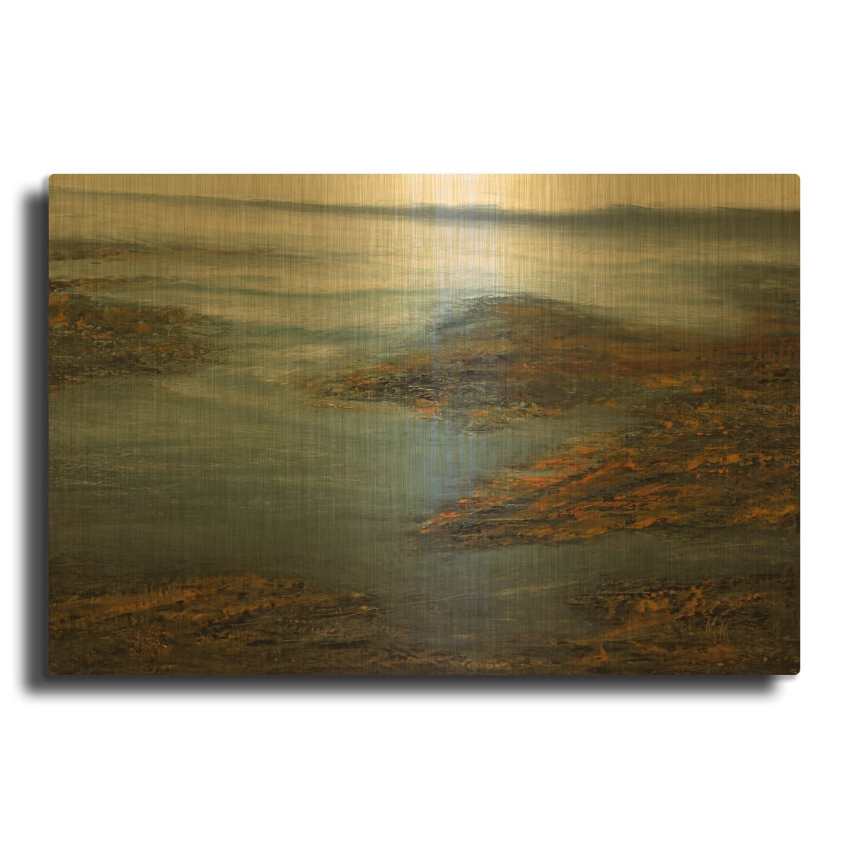 'Rocky Cove' By Michael Mote Gold Metal Wall Art