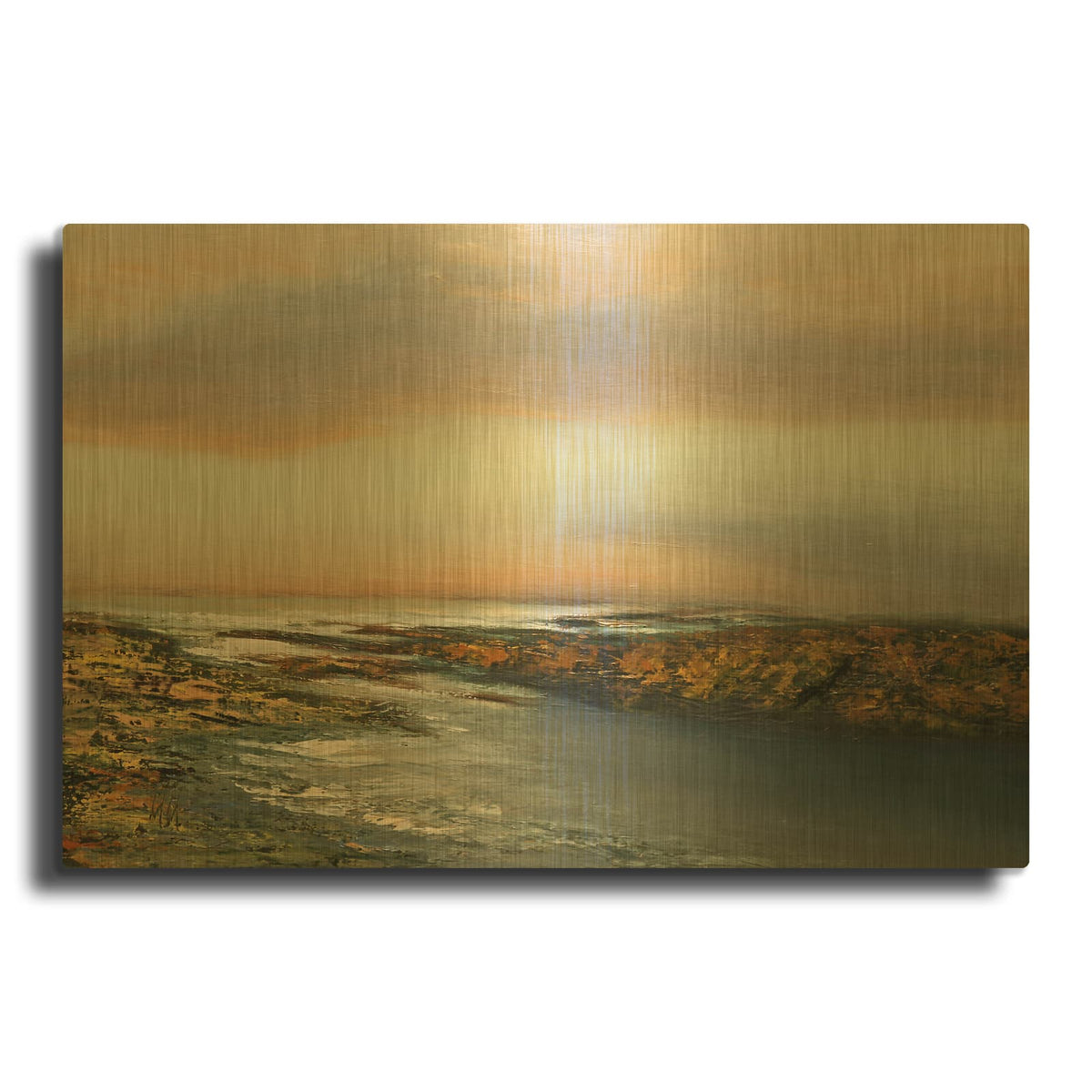 'Sunset Waters' By Michael Mote Gold Metal Wall Art