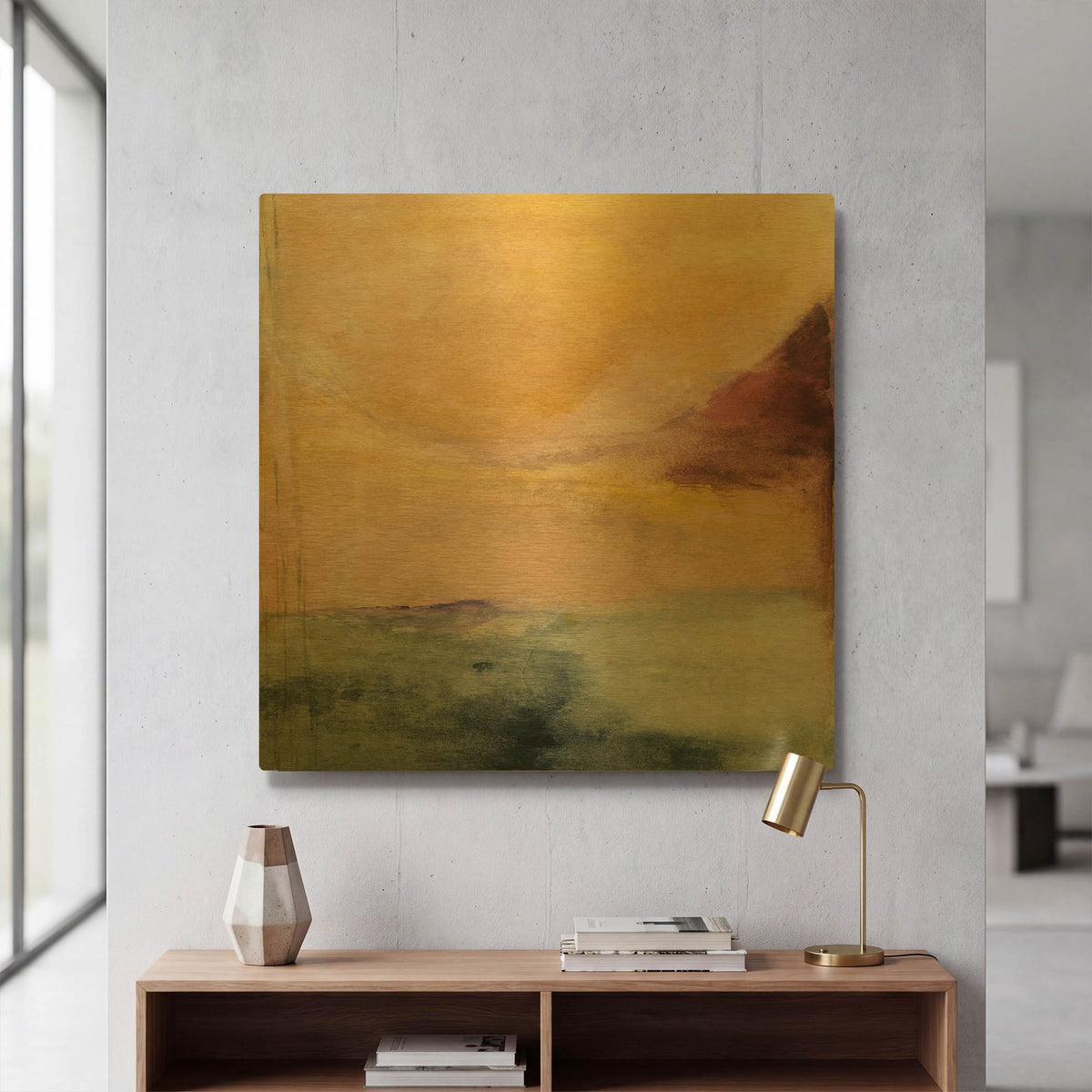 'Shadowy Lake' By Michelle Oppenheimer Gold Metal Wall Art