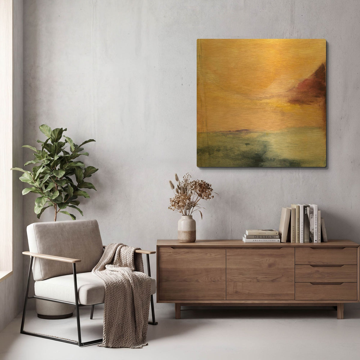 'Shadowy Lake' By Michelle Oppenheimer Gold Metal Wall Art