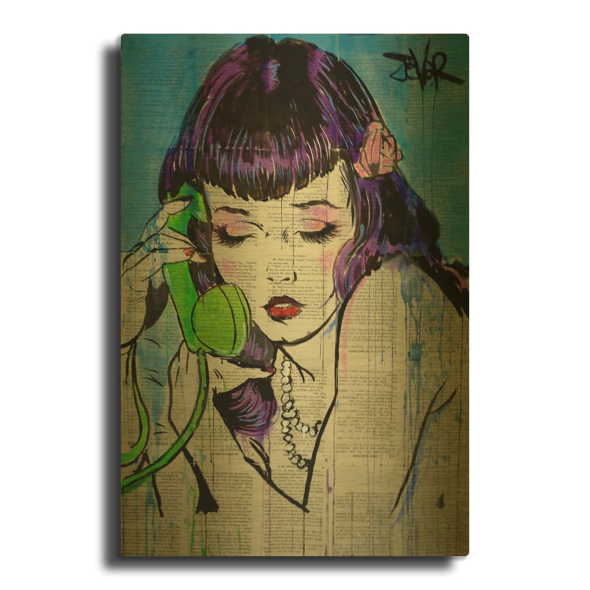 'Pop Call' By Loui Jover Gold Metal Wall Art