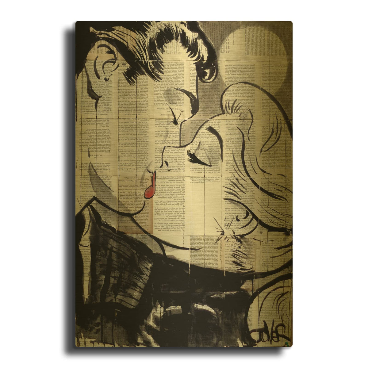 'Pop Kiss' By Loui Jover Gold Metal Wall Art