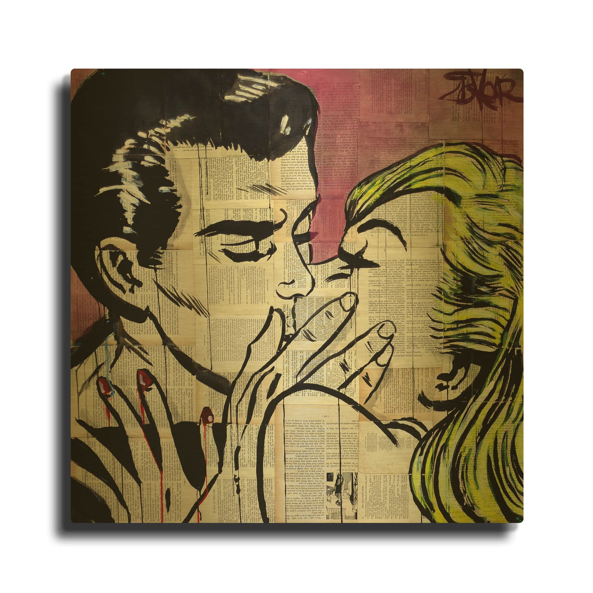 'Shut Up And Kiss Me' By Loui Jover Gold Metal Wall Art