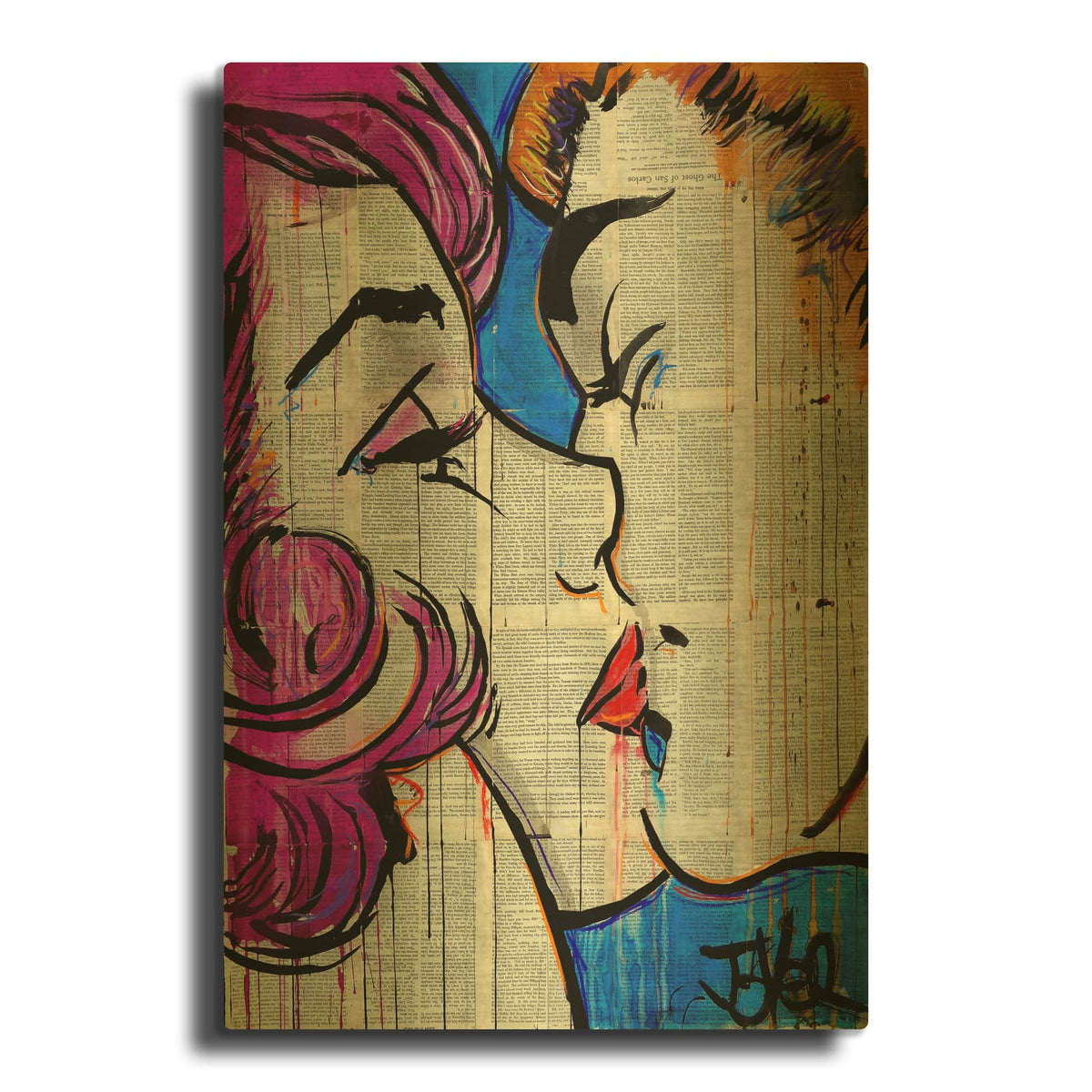 'True Pop Kiss' By Loui Jover Gold Metal Wall Art