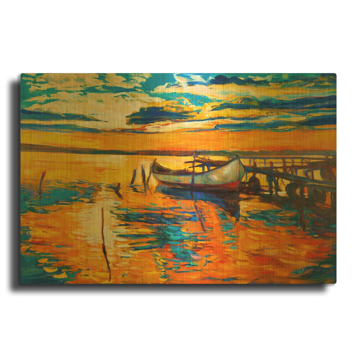 'Lonely Boat' By Luxe Gold Metal Wall Art