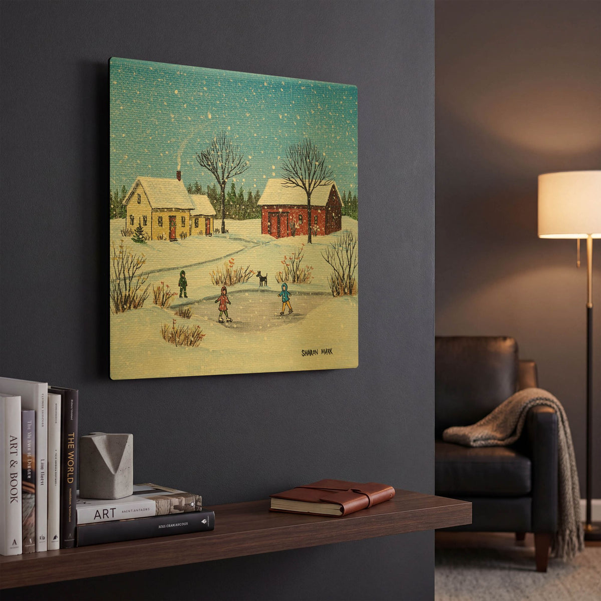 'At The Farm' By Sharon Mark Gold Metal Wall Art