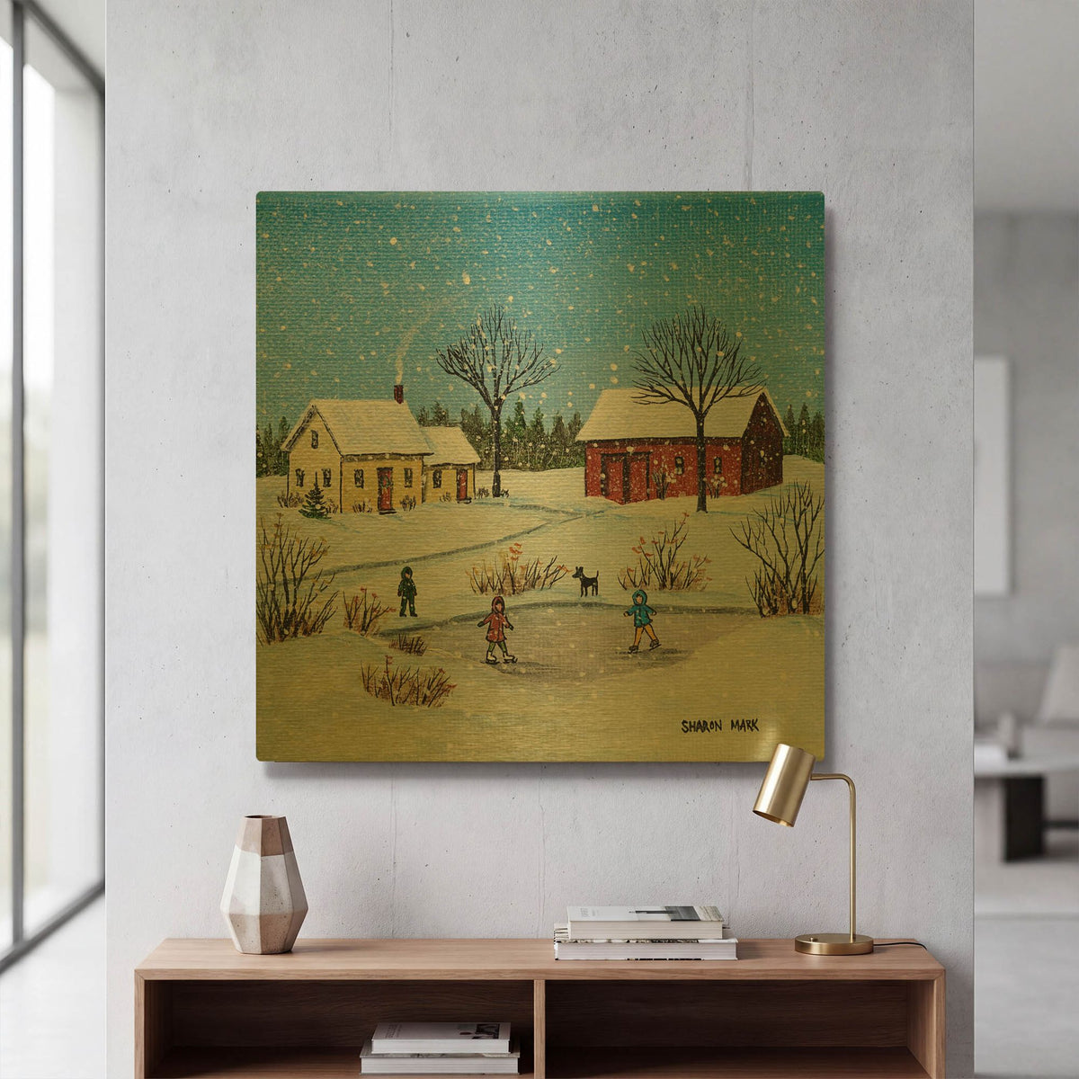 'At The Farm' By Sharon Mark Gold Metal Wall Art