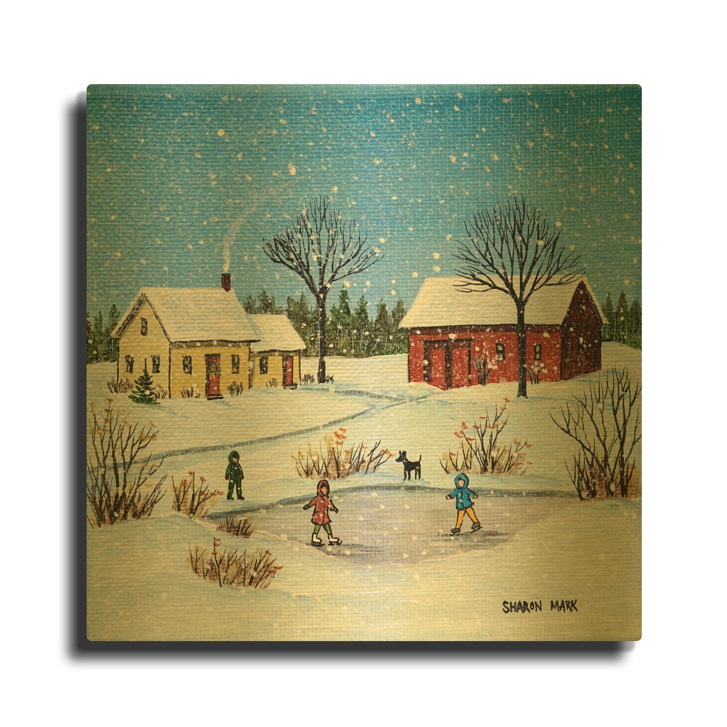 'At The Farm' By Sharon Mark Gold Metal Wall Art