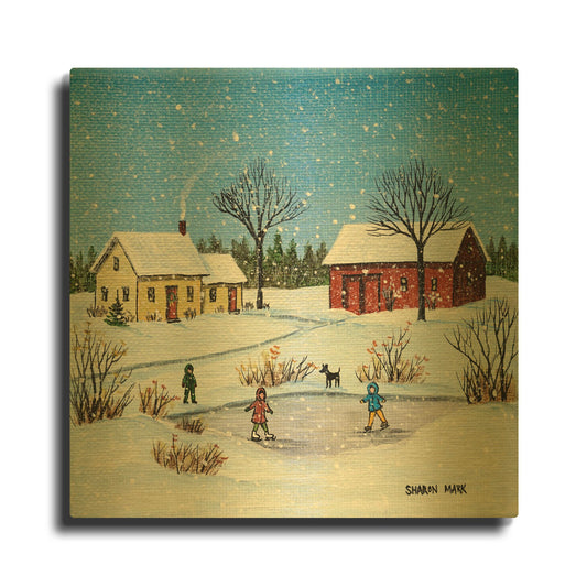 'At The Farm' By Sharon Mark Gold Metal Wall Art