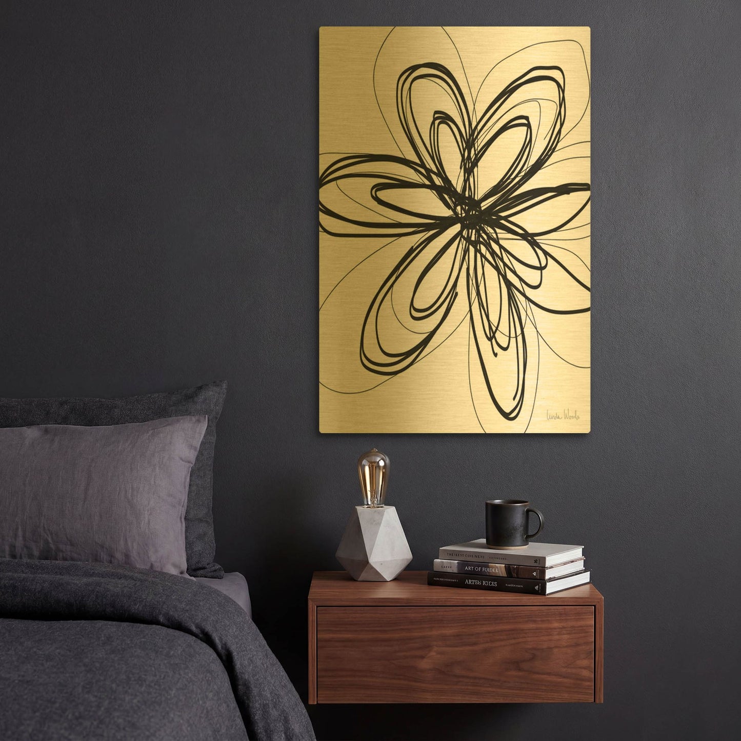 'LW3999' By Linda Woods Gold Metal Wall Art