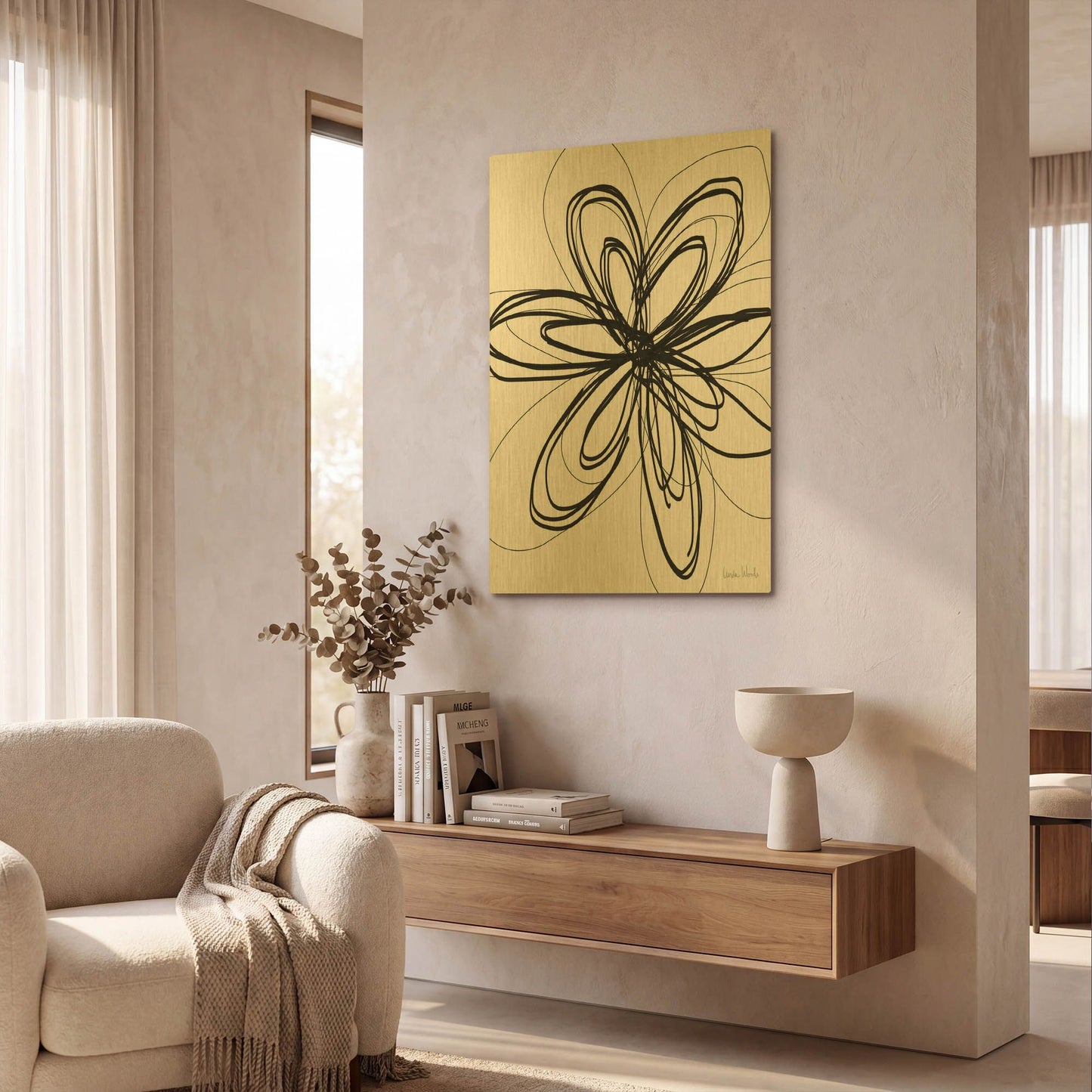 'LW3999' By Linda Woods Gold Metal Wall Art