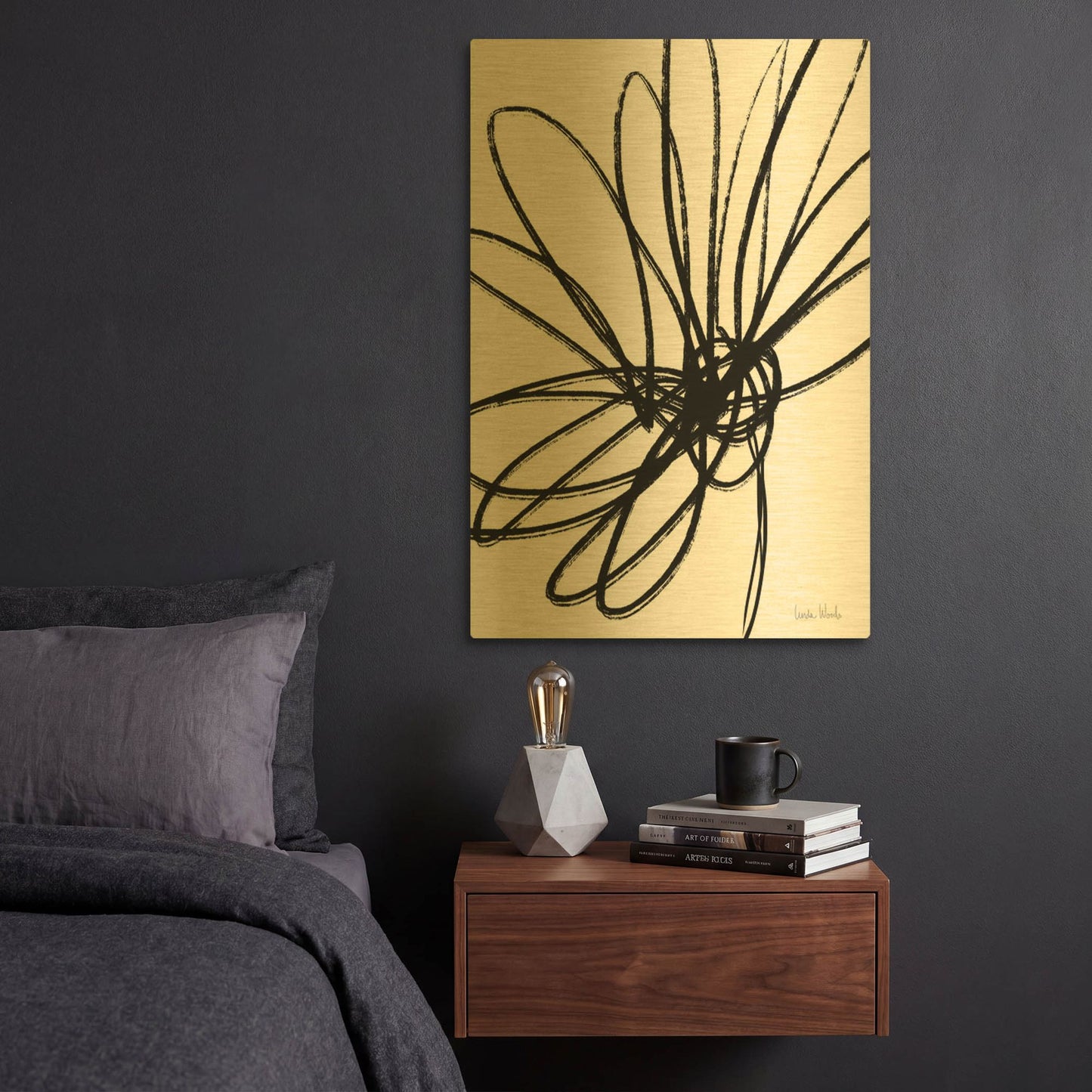 'LW4000' By Linda Woods Gold Metal Wall Art